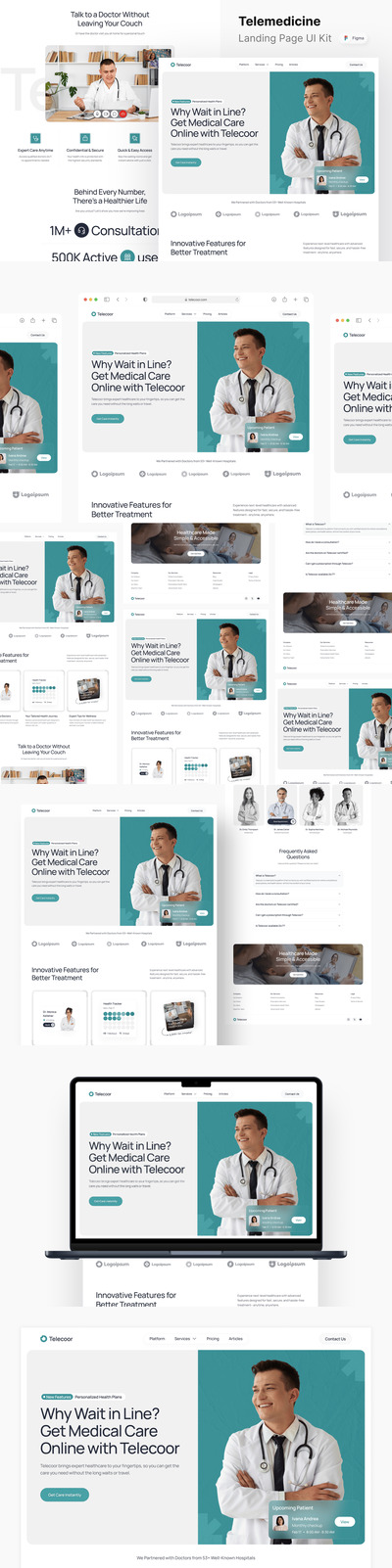 远程医疗着陆页网页模板 (FIG)