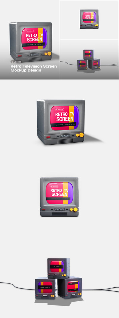 复古电视 - 模型样机 (PSD)