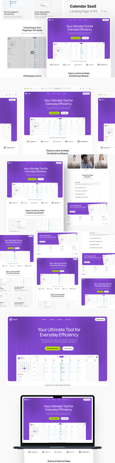日历SaaS着陆页网页模板 (FIG)