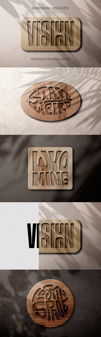 木制标志logo雕刻样机 (PSD)