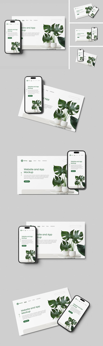 网站和应用样机 (PSD,PDF)