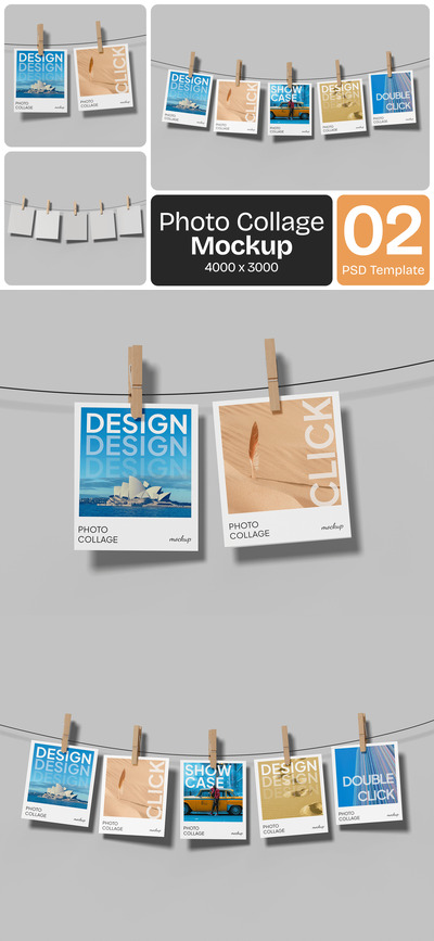 照片拼贴模型样机 (PSD)