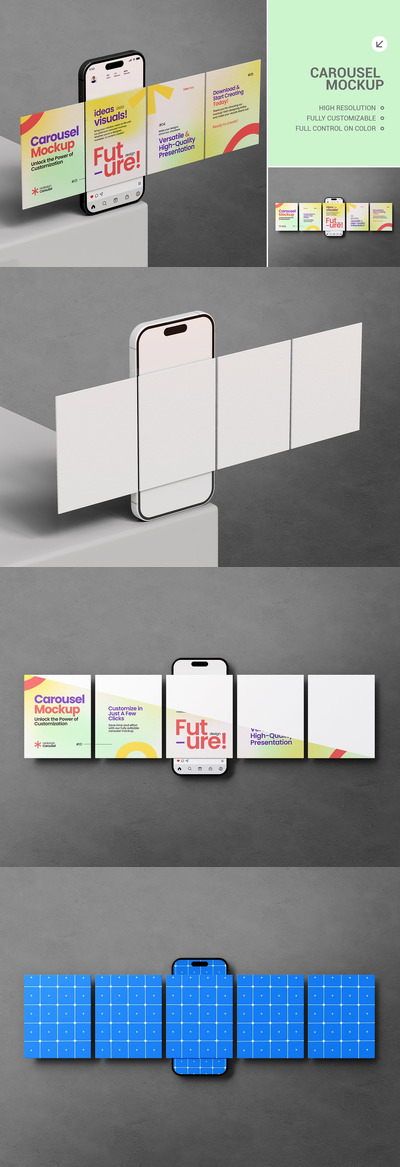 Instagram旋转木品牌手机模型套件 (PSD)