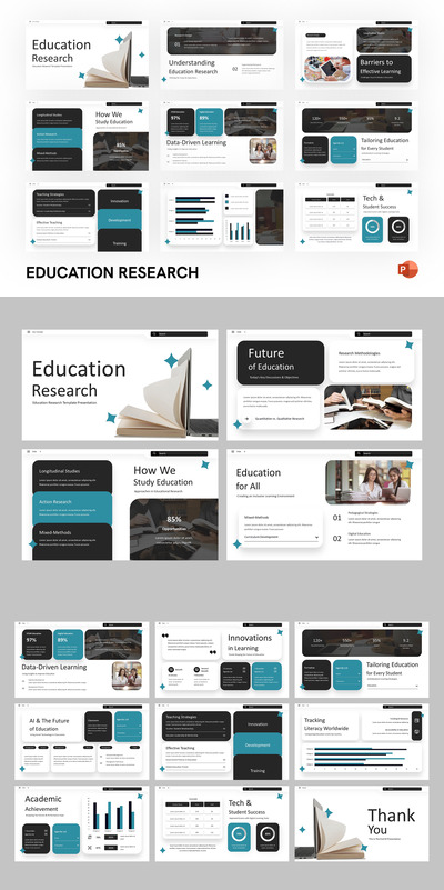 教育研究PPT模板 (PPTX)