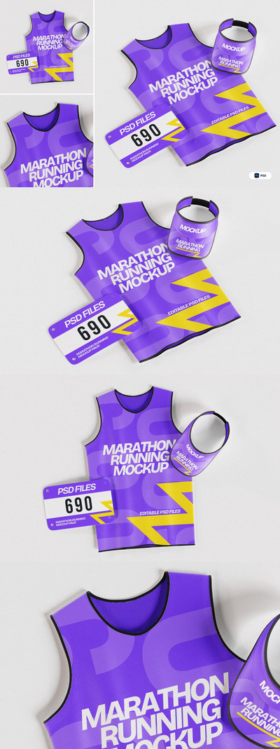 马拉松跑步模型包样机 (PSD)