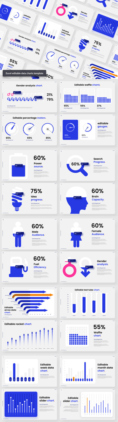Excel可编辑数据图模板PPT模板 (PPTX)
