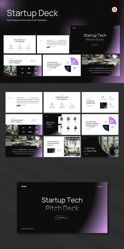 技术启动投资音调模板PPT模板 (PPTX)