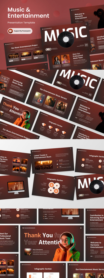 音乐与娱乐-PPT模板 (PPTX)