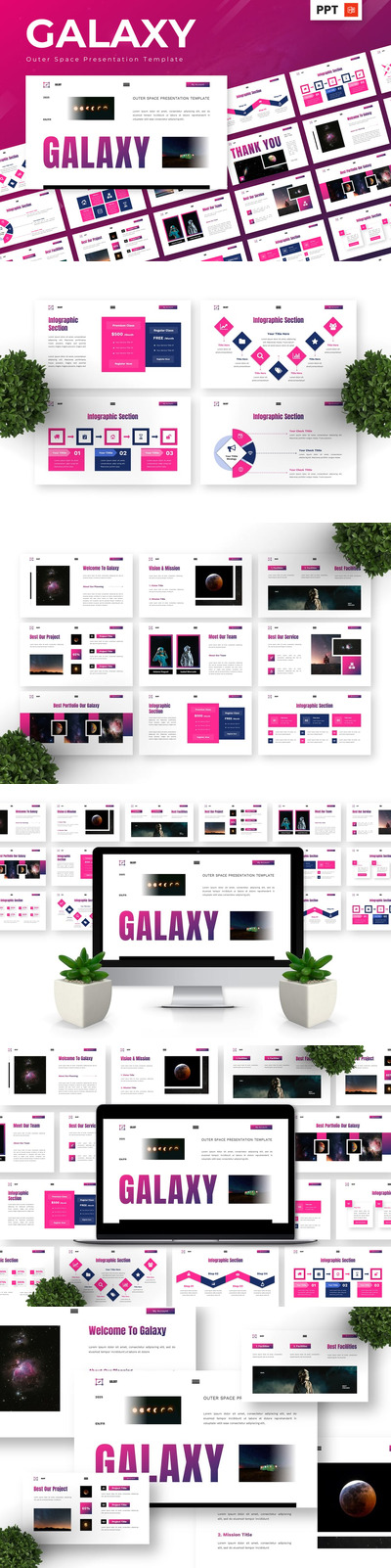 银河系 - 外层空间PPT模板 (PPTX)