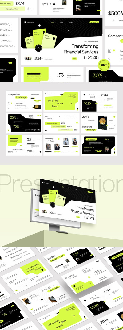 交互式金融技术PPT模板 (PPTX)