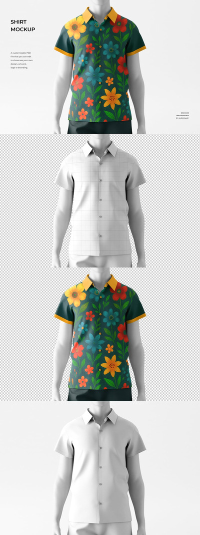 纽扣衬衫模型样机 (PSD)