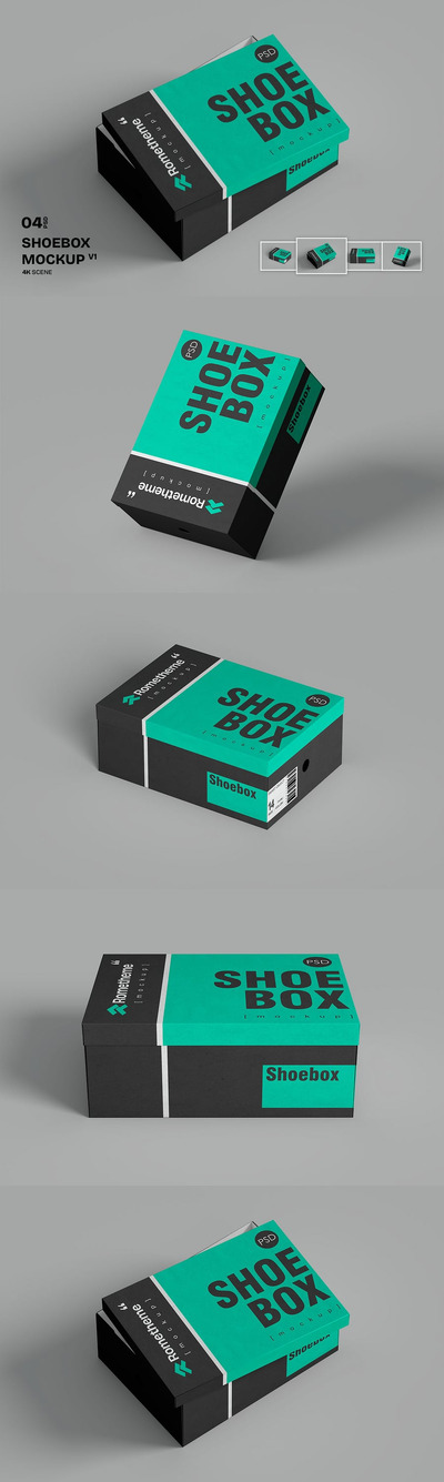 鞋盒纸盒-模型样机 (PSD)