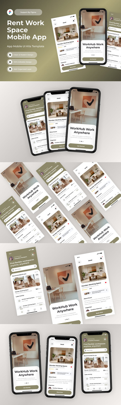 工作空间租赁移动应用APP UI KIT (FIG)