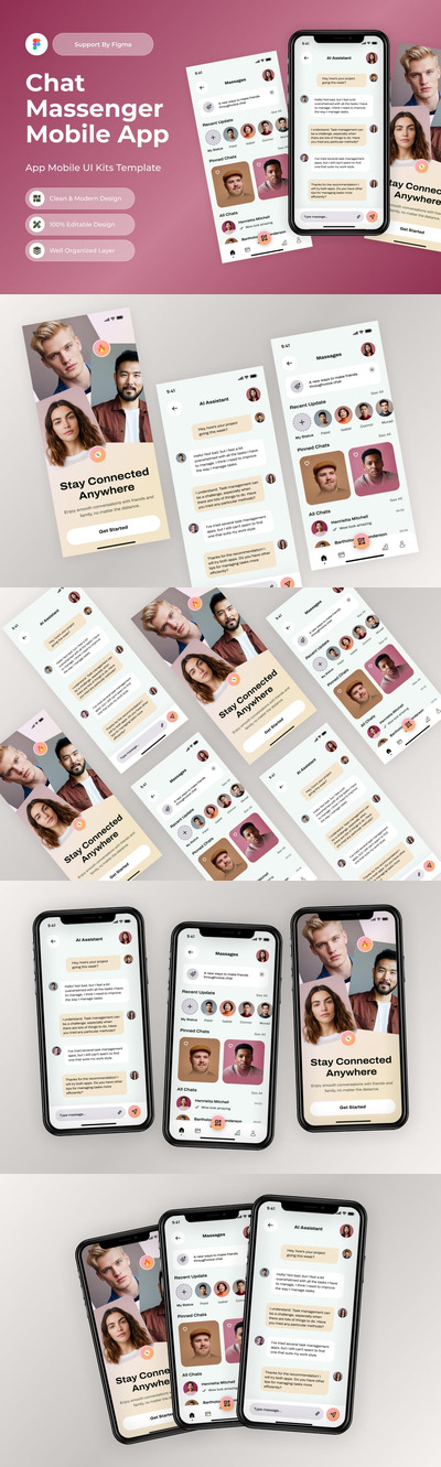聊天使者移动应用APP UI KIT (FIG)