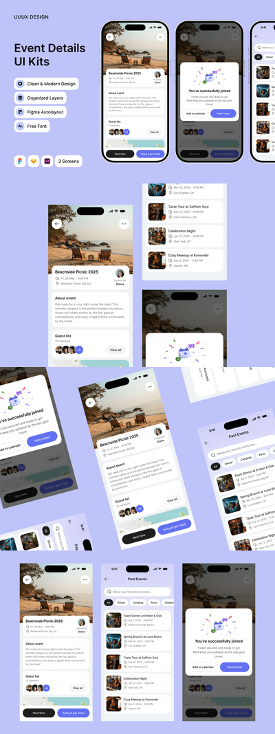 活动详细信息APP UI KIT (FIG,SKETCH,XD)