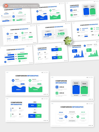 比较信息图显示PPT模板