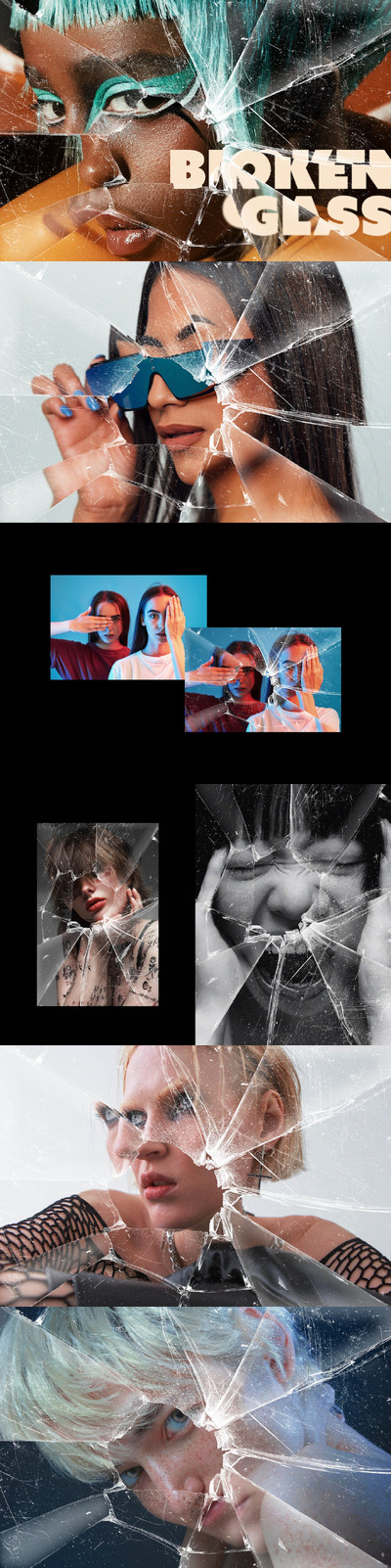 破碎的玻璃照片效果 (PSD)