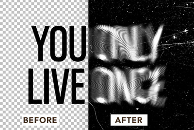 半边位扭曲文本效果 (PSD)