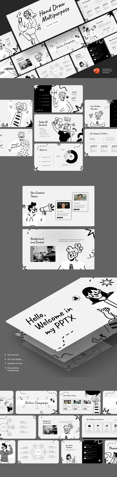 手画多功能PPT模板