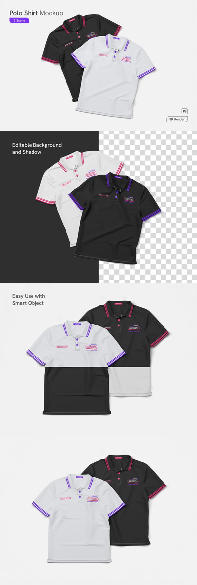 马球衬衫样机 (PSD)