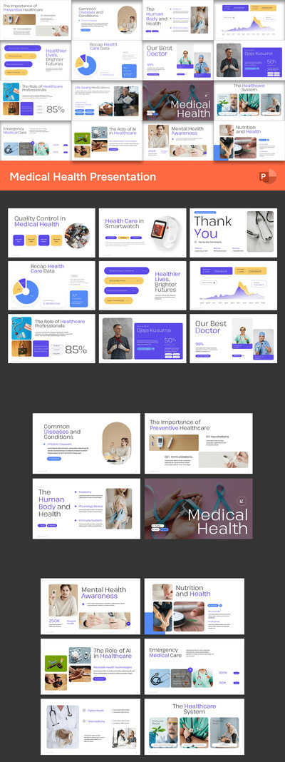 医疗健康PPT模板 (PPTX)
