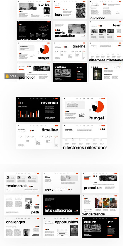 电影电影院介绍PPT模板 (PPTX)