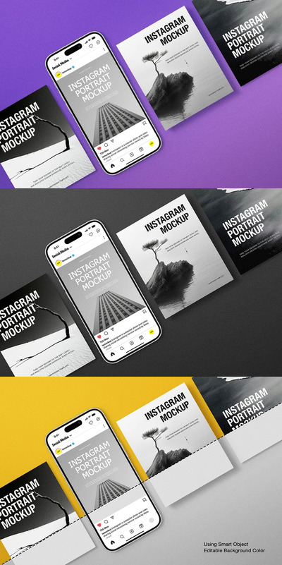 Instagram肖像手机APP模型样机 (PSD)