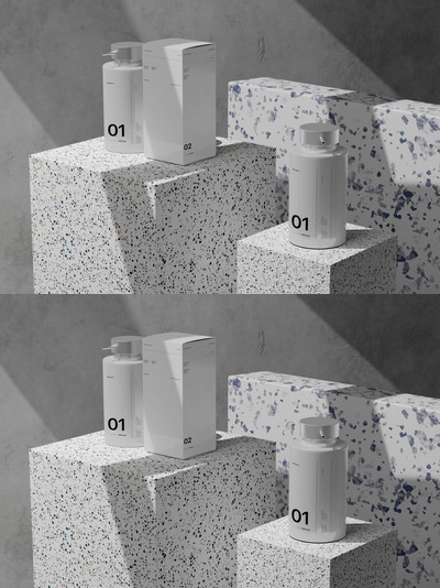 现代化妆品瓶包装模型样机 (PSD)