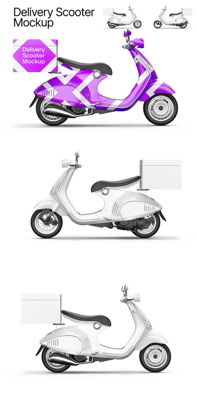 送货踏板车电瓶车电动车模型样机 (PSD)