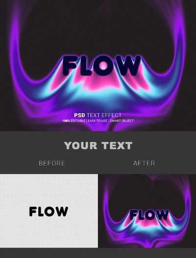 流体可编辑的文本效果 (PSD)