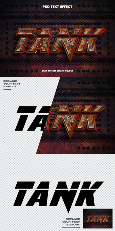 坦克3D文本效果层样式 (PSD)