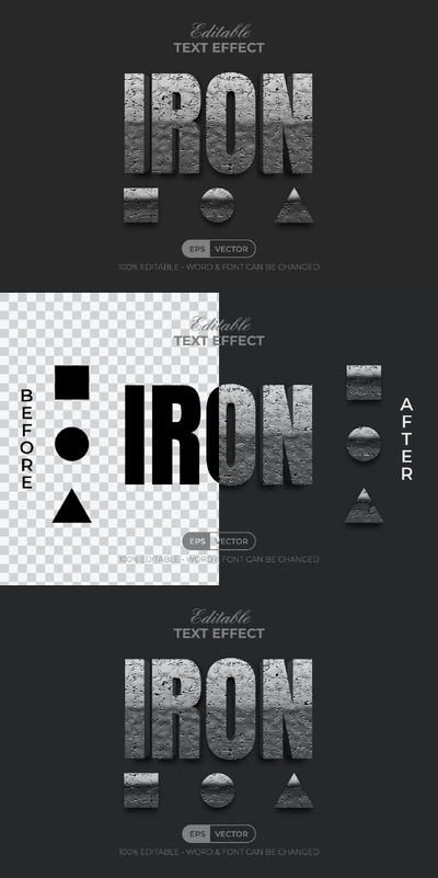 铁文本效果纹理样式 (AI,EPS)