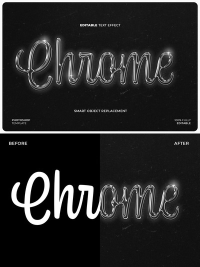 金属铬文本效果 (PSD)