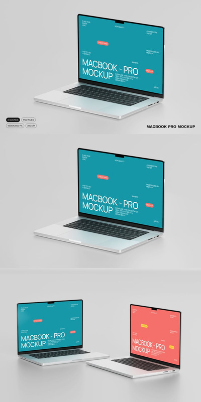 MacBook Pro电脑模型样机 (PSD,PDF)