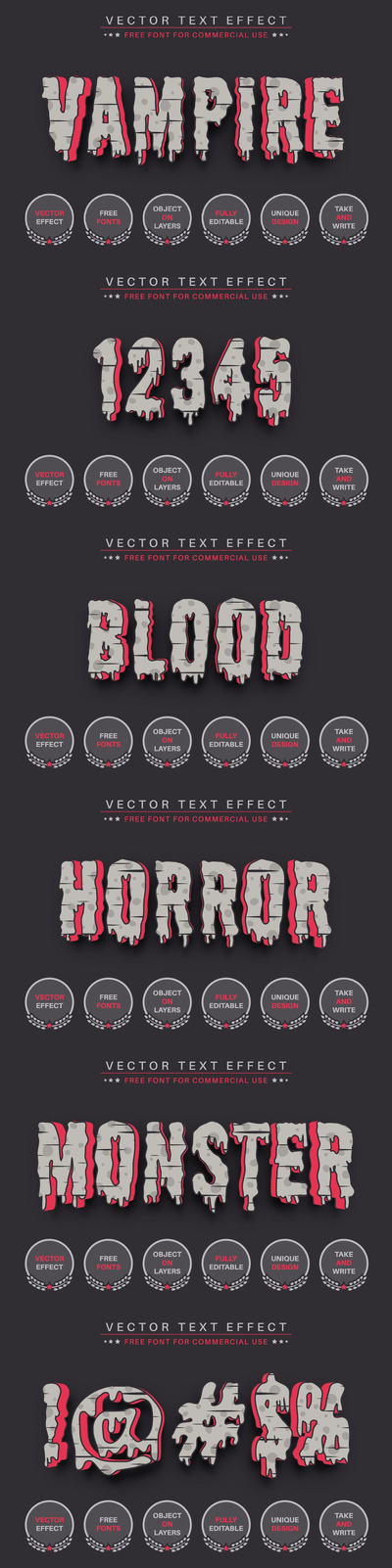 游戏字体可编辑的文本效果，字体样式 (AI,EPS)