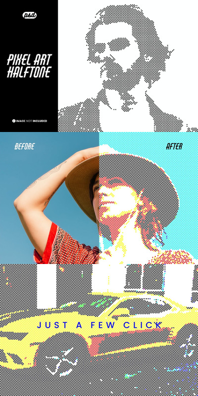 像素艺术半径照片效果 (PSD)