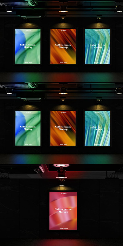 画廊屏幕广告模型v.2样机 (PSD,PDF)