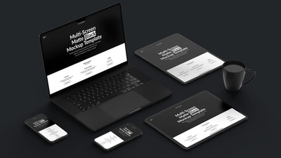 多屏幕哑光黑屏电子设备AE动画样机 (AEP)