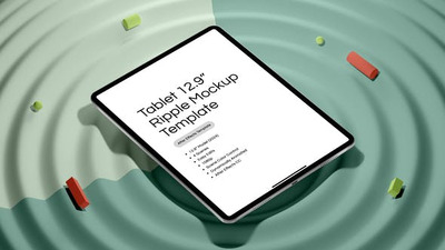 iPad Pro 12.9英寸在水中涟漪屏幕模型Ae模板 (AEP)