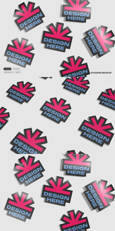 贴纸模型样机 (PSD,PDF)
