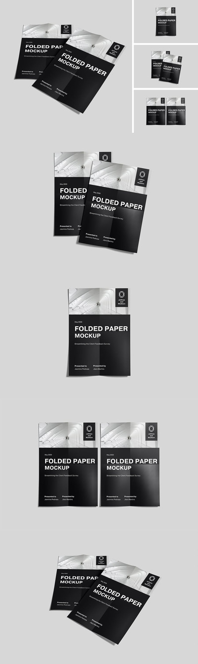 折叠纸样机 (PSD,PDF)