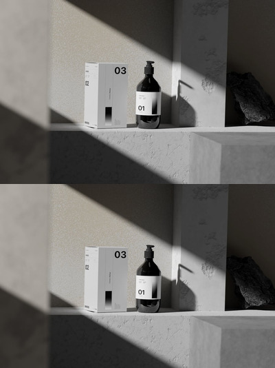 瓶和盒子样机套装样机 (PSD)