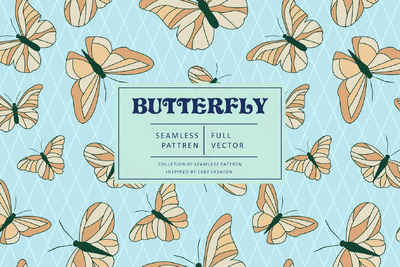 蝴蝶无缝图案 (AI,EPS,JPG,PNG,PSD,SVG)