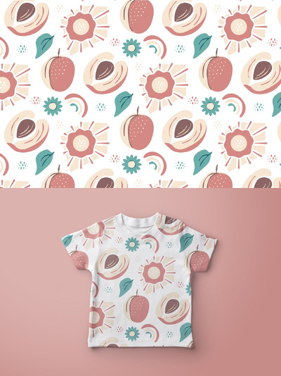 杏子和夏季图案背景图案 (AI,EPS)