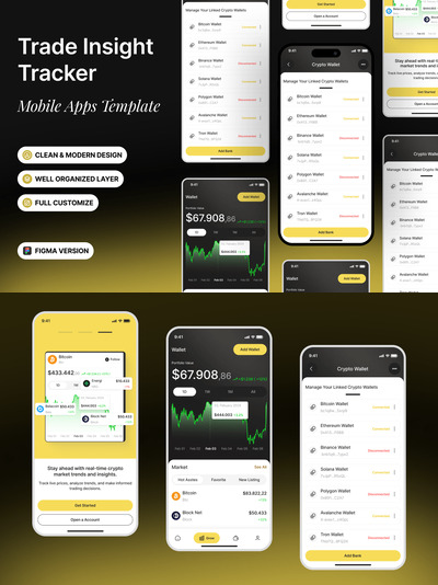 贸易见解跟踪器 - 移动应用APP UI KIT (FIG)