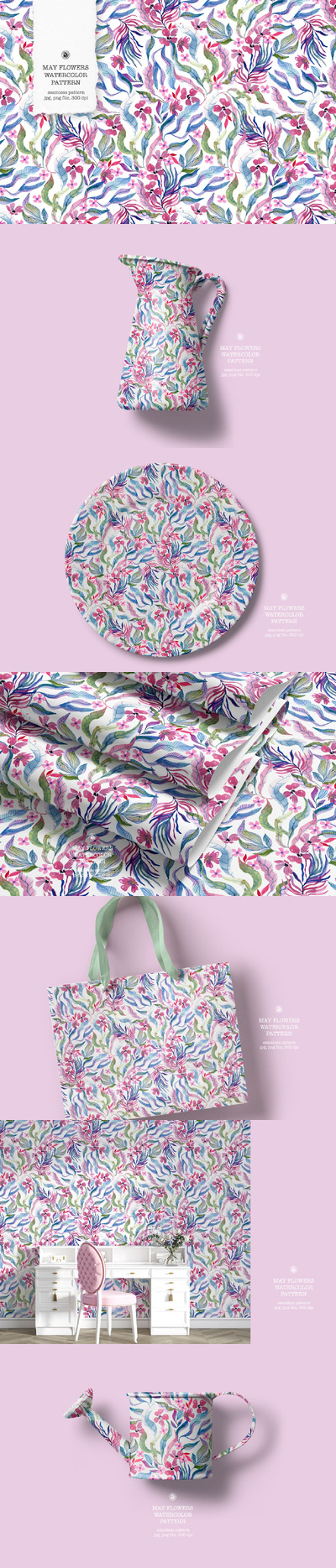 五月花水彩图案 (JPG,PNG)
