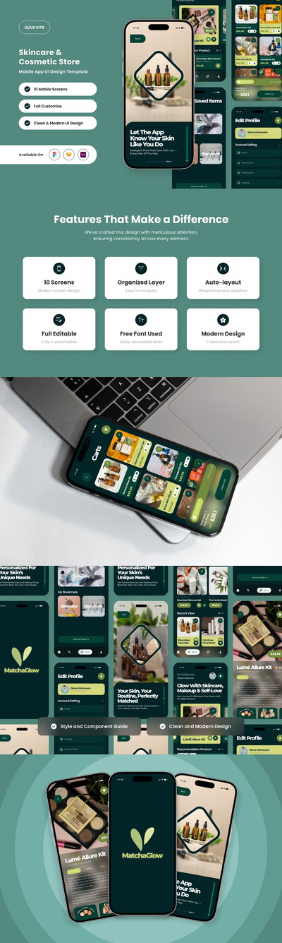 化妆品商店应用APP UI KIT (FIG,SKETCH,XD)