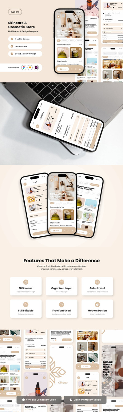 化妆品商店移动应用APP UI KIT (FIG,SKETCH,XD)