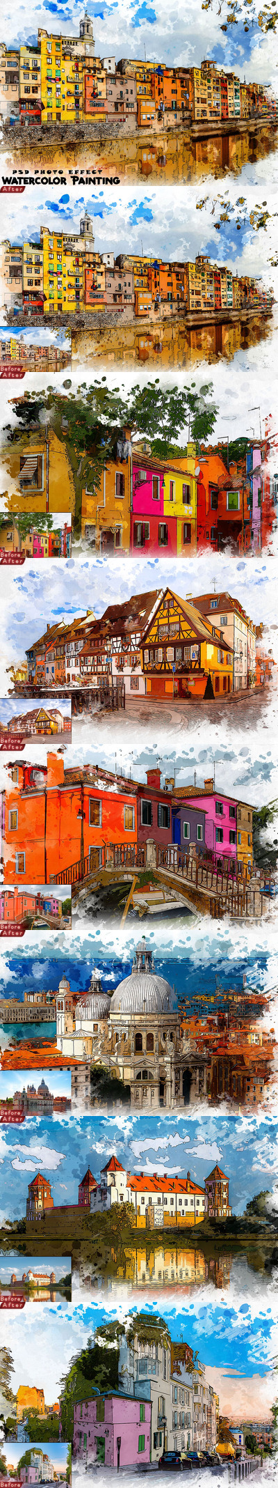 水彩刷绘画模板PSD效果 (PSD)