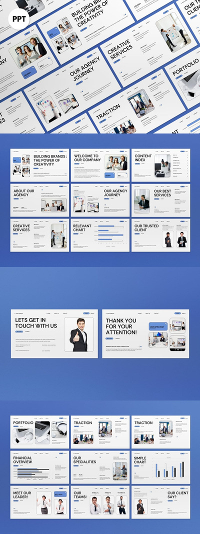 灰色蓝色现代商业策略PPT模板 (PPT,PPTX)